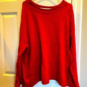 Boutique Plus 1X women’s, red, cut out sweater.